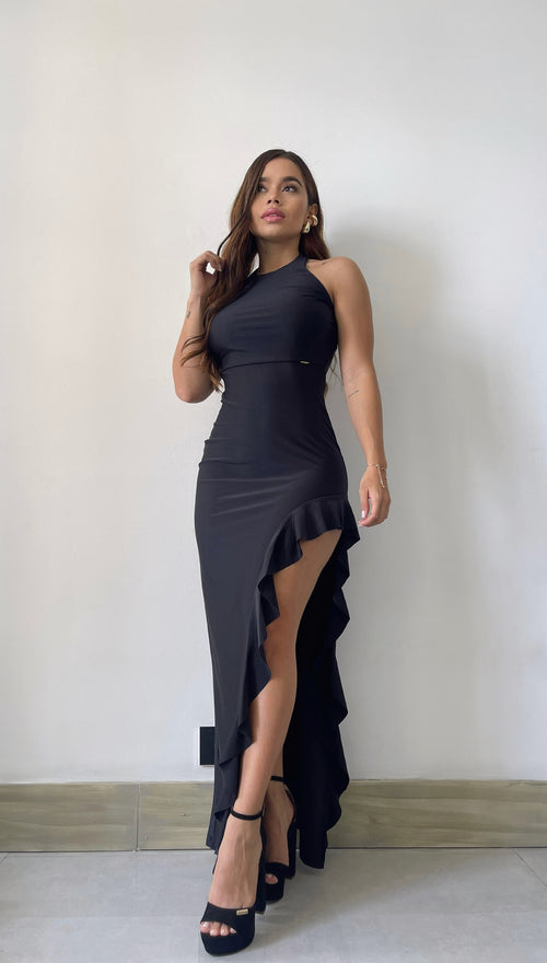 Vestido Cuello Redondo Tiras Bolero