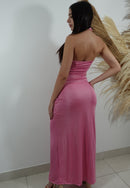 Vestido Largo Cuello V Tiras Amarrar