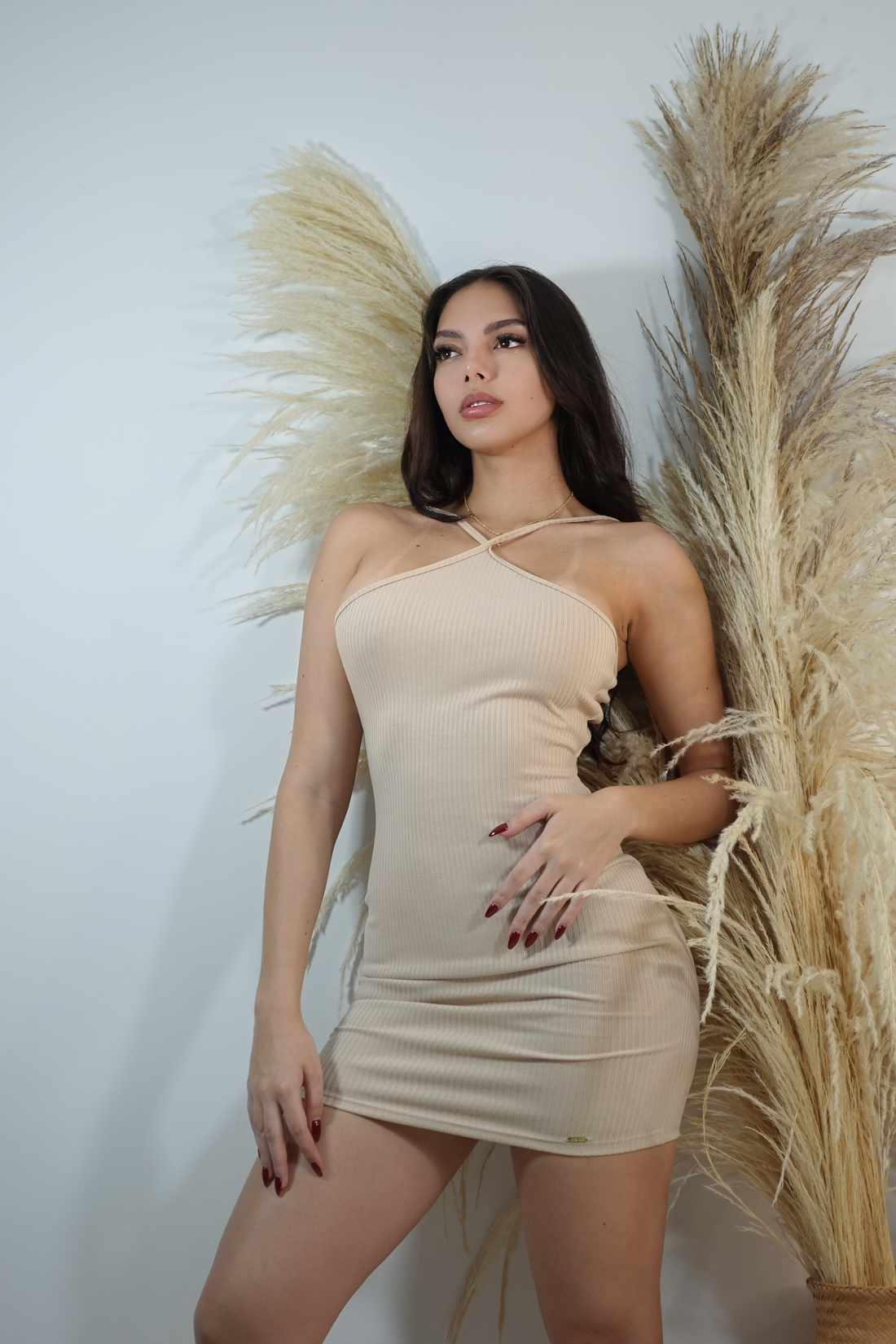 Vestido Corto Tiras Amarrar Atras