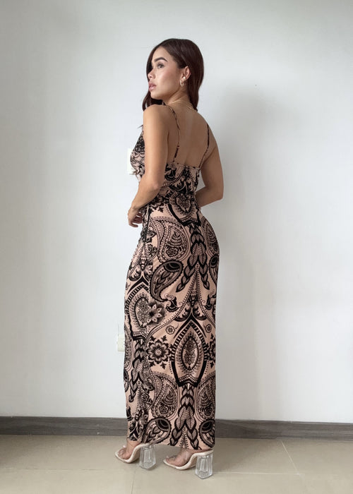 Vestido Largo Con Abertura Mayatex