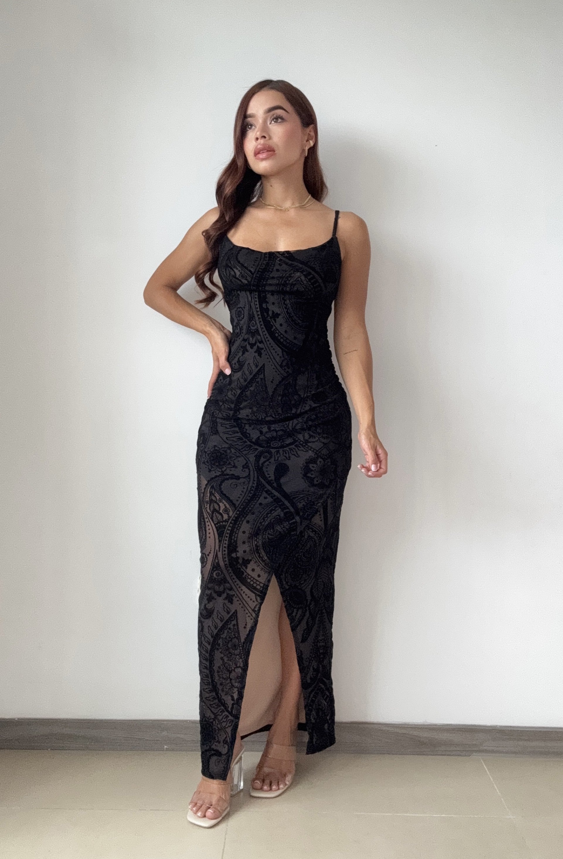 Vestido Largo Con Abertura Mayatex