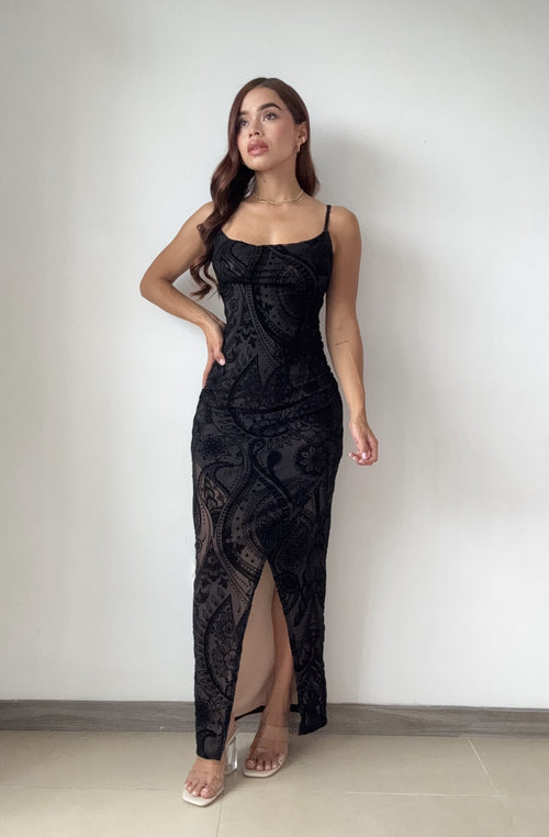 Vestido Largo Con Abertura Mayatex