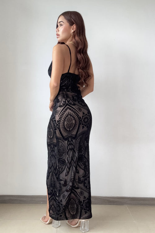 Vestido Largo Con Abertura Mayatex