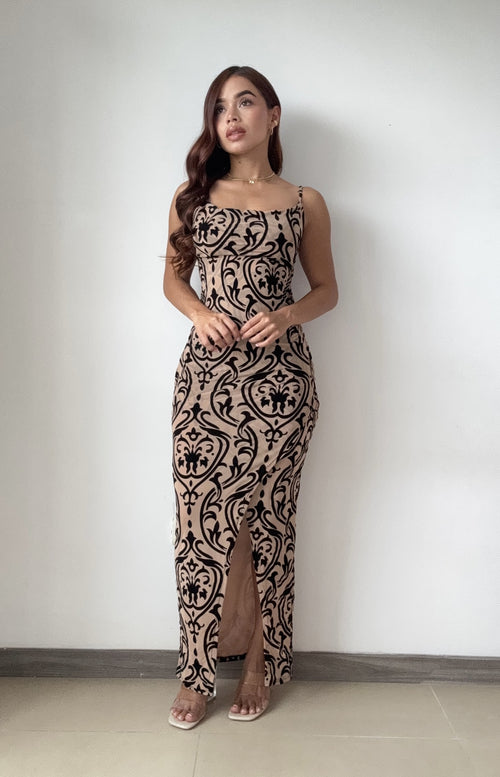 Vestido Largo Con Abertura Mayatex