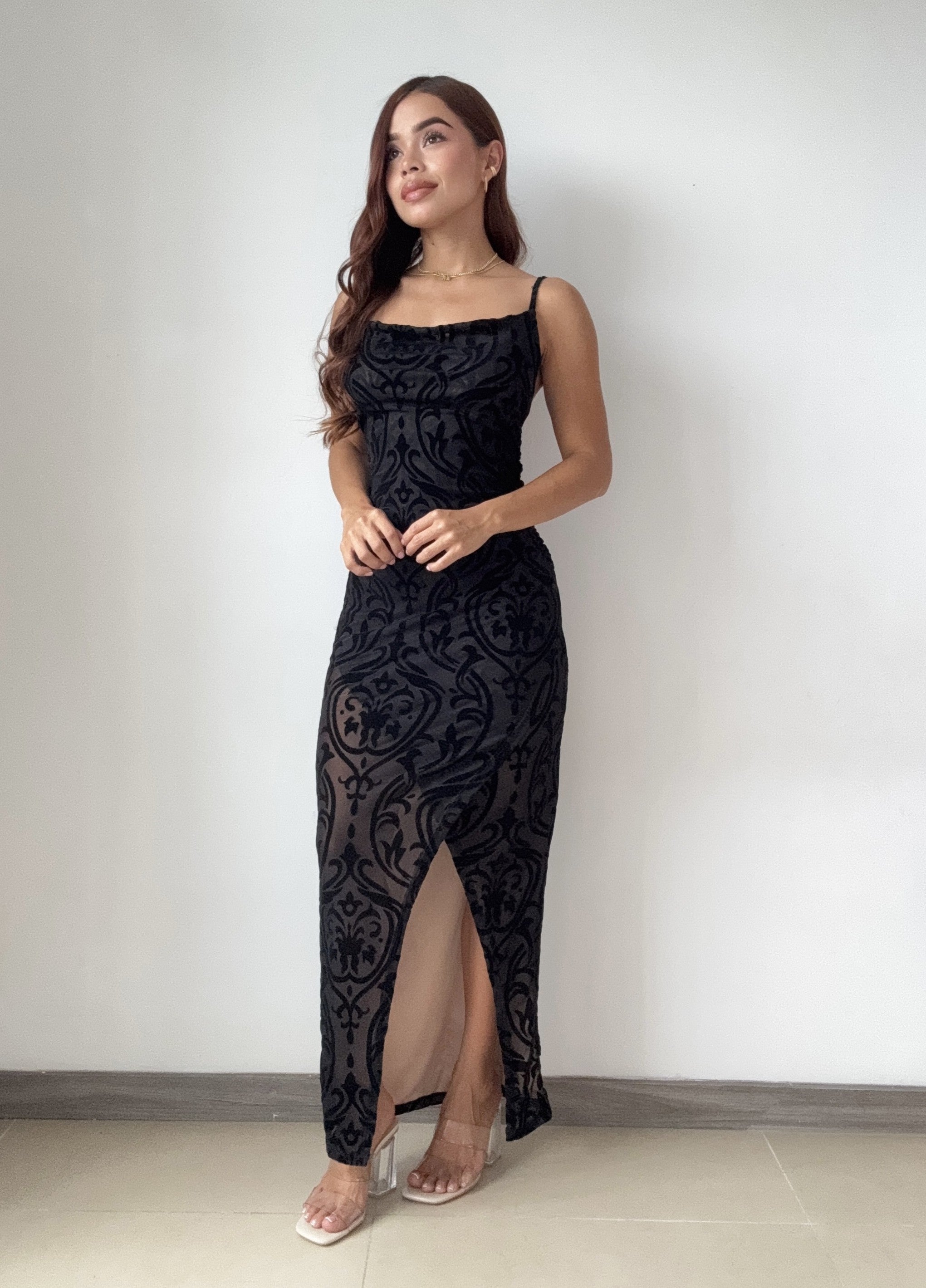 Vestido Largo Con Abertura Mayatex