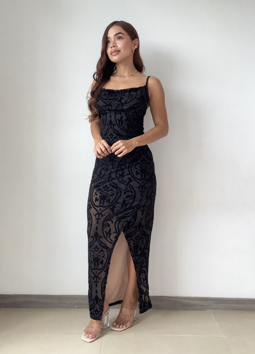 Vestido Largo Con Abertura Mayatex