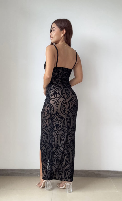 Vestido Largo Con Abertura Mayatex