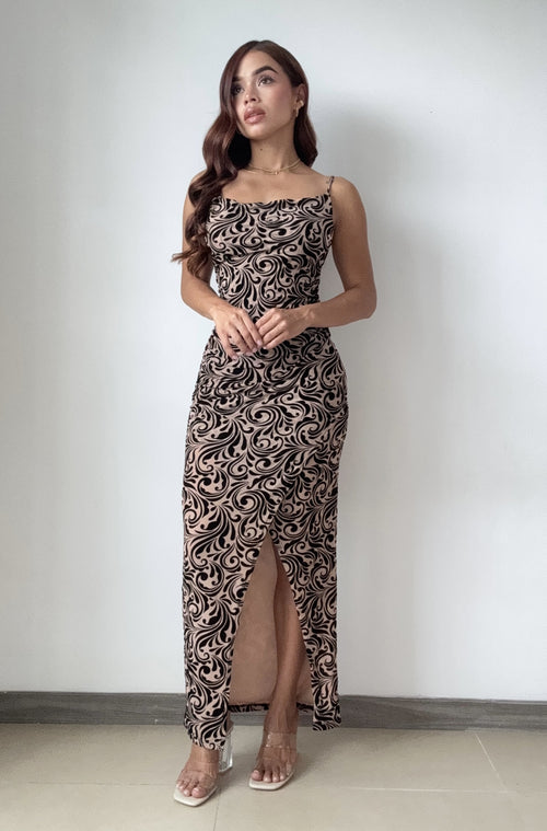 Vestido Largo Con Abertura Mayatex