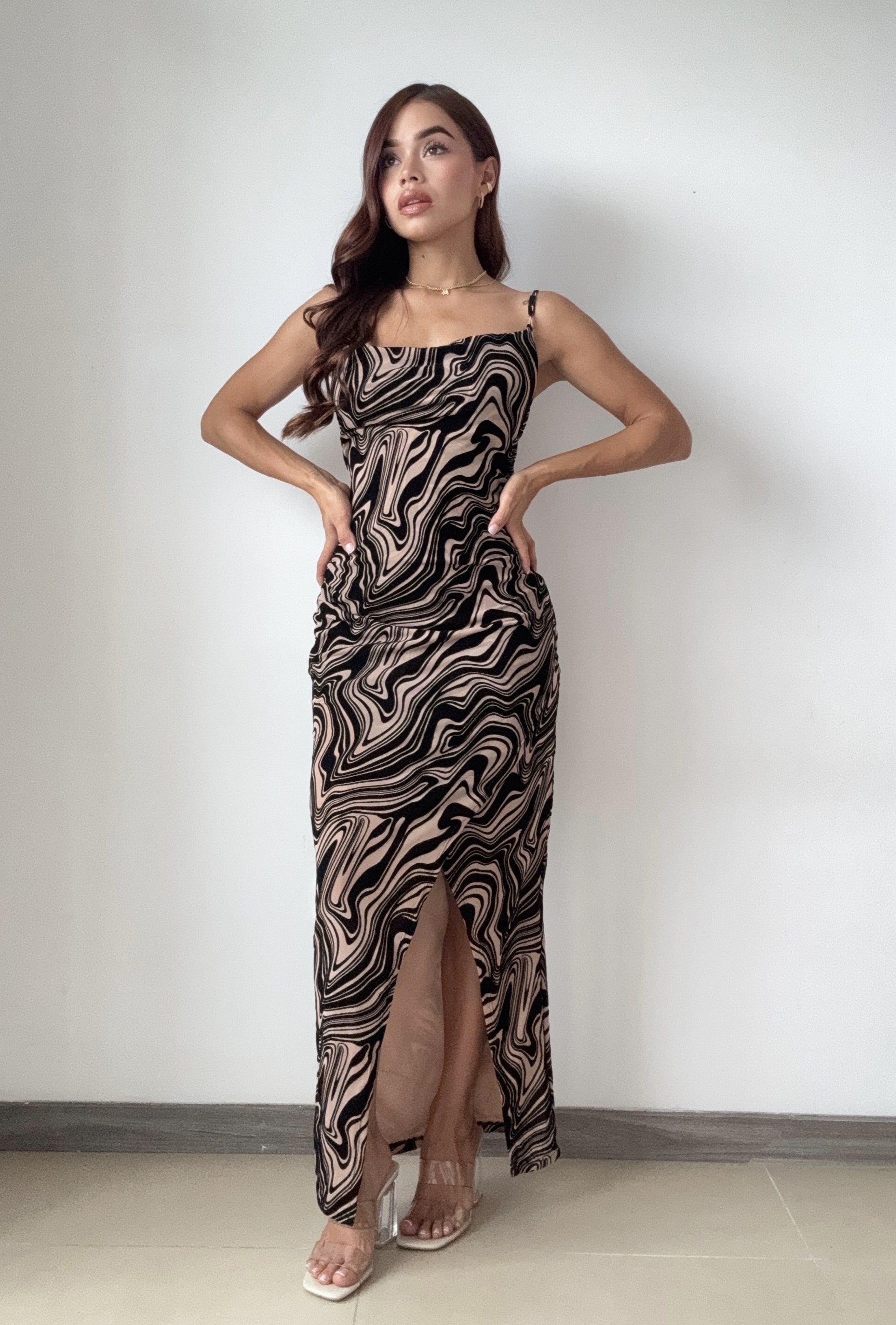 Vestido Largo Con Abertura Mayatex