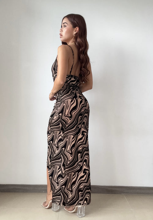 Vestido Largo Con Abertura Mayatex