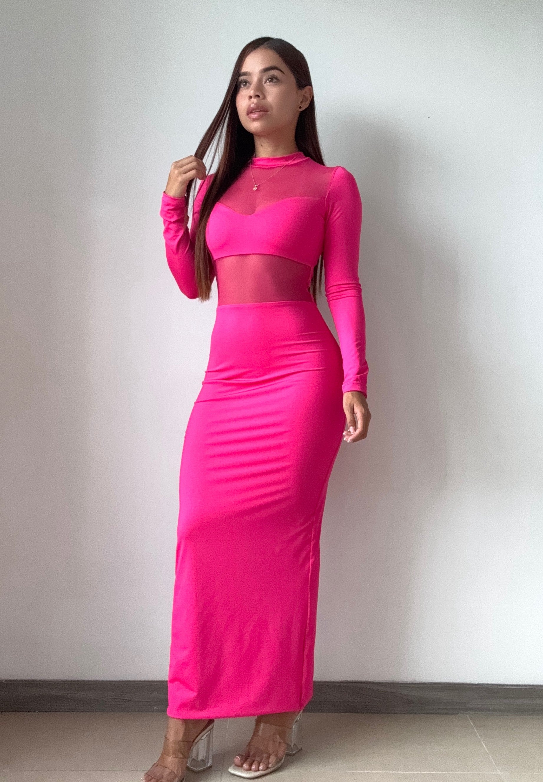 Vestido Largo Partes Superior En Malla