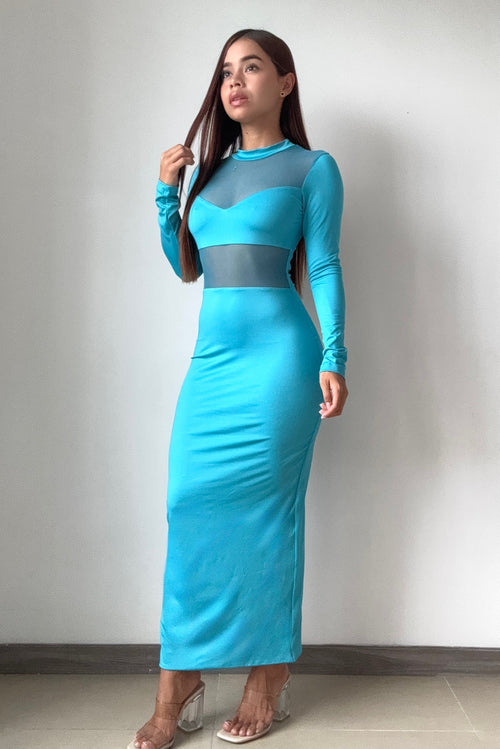 Vestido Largo Partes Superior En Malla