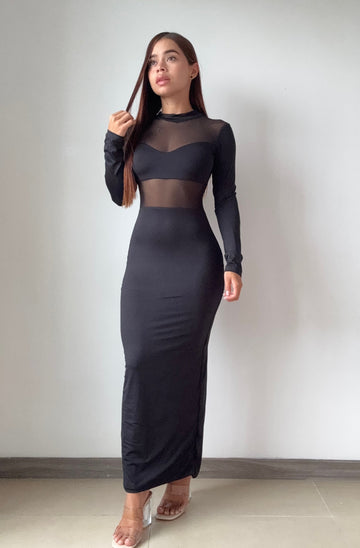 Vestido Largo Partes Superior En Malla
