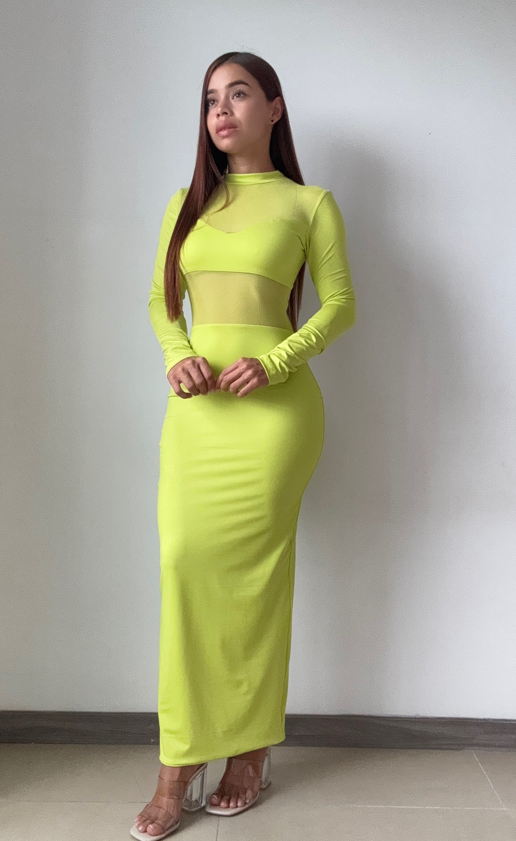 Vestido Largo Partes Superior En Malla