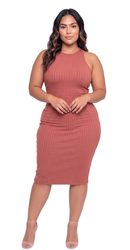 Vestido Cuello Redondo Manga Sisa Plus