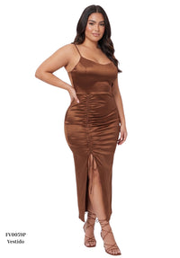 Vestido Tiras Arrunche Lateral Plus
