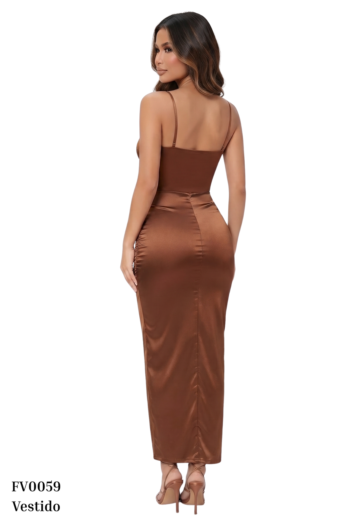 Vestido Tiras Arrunche Lateral
