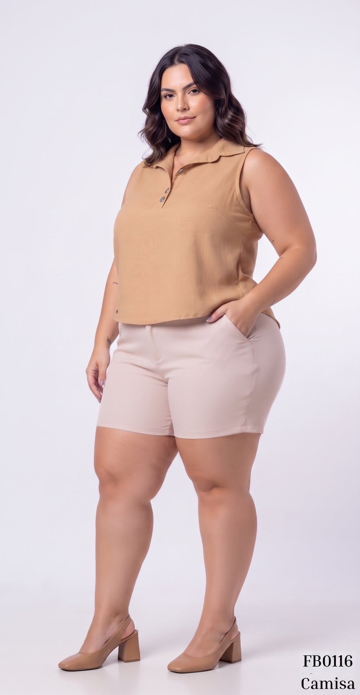 Camisa Manga Sisa Escote En V Botones