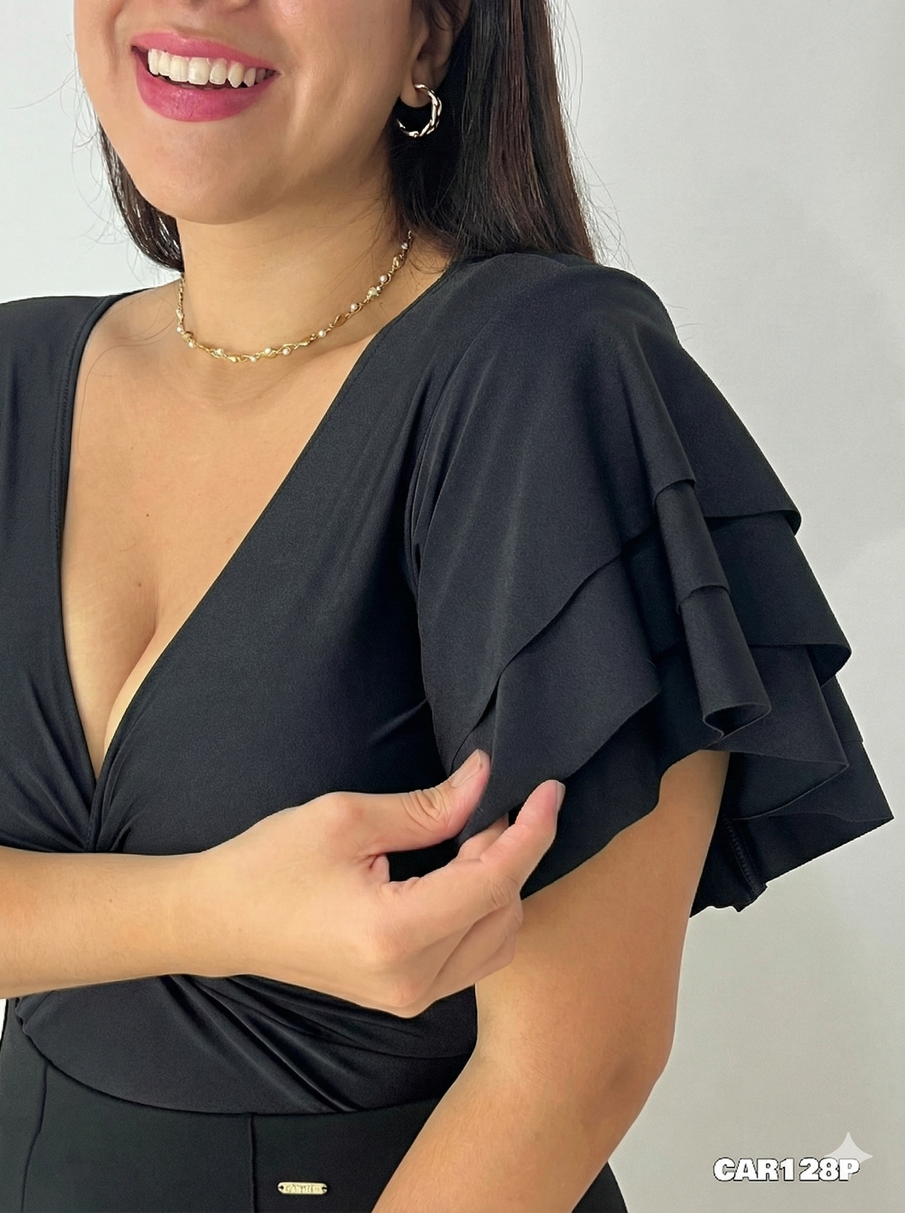 Blusa Manga Corta Boleros Nudo Centro