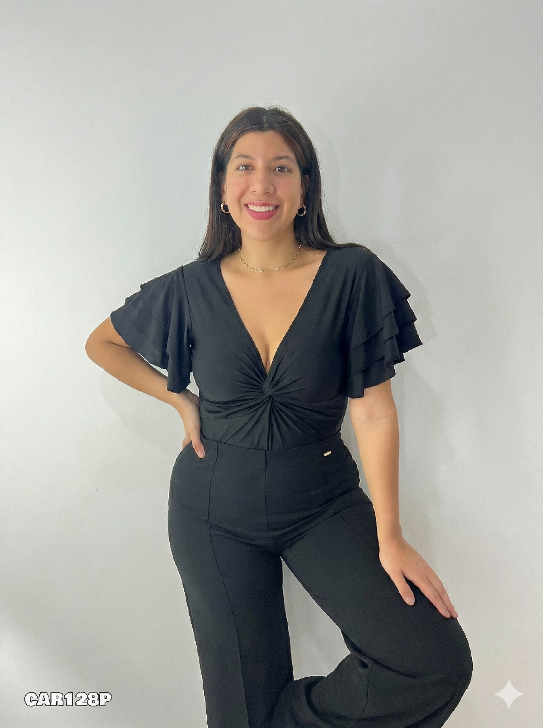 Blusa Manga Corta Boleros Nudo Centro