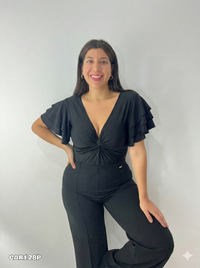 Blusa Manga Corta Boleros Nudo Centro