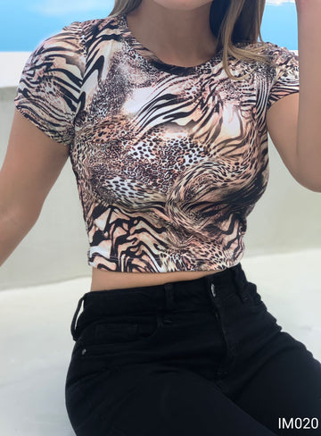 Blusa manga corta estampada