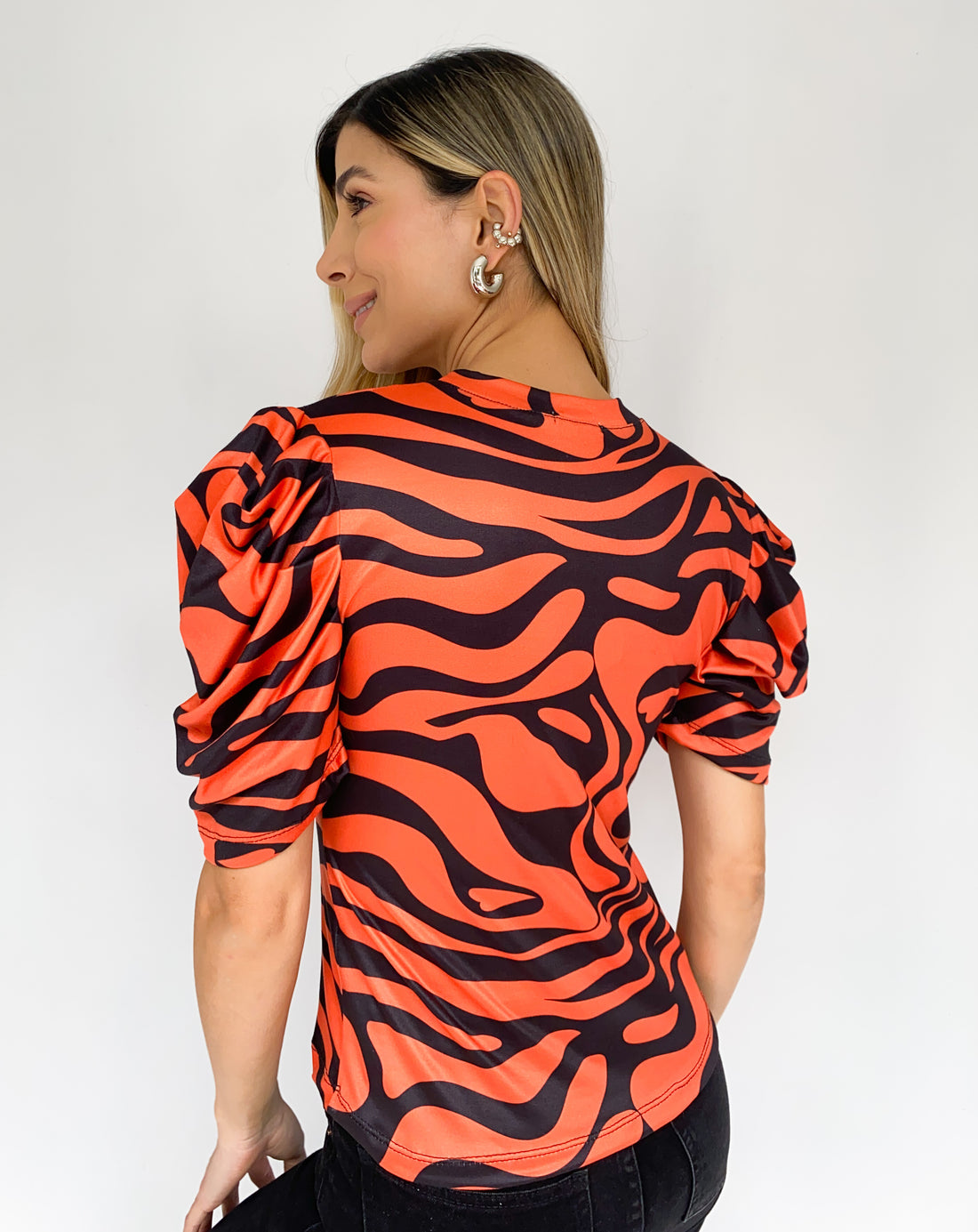 Blusa Manga Corta Estampado Cebra