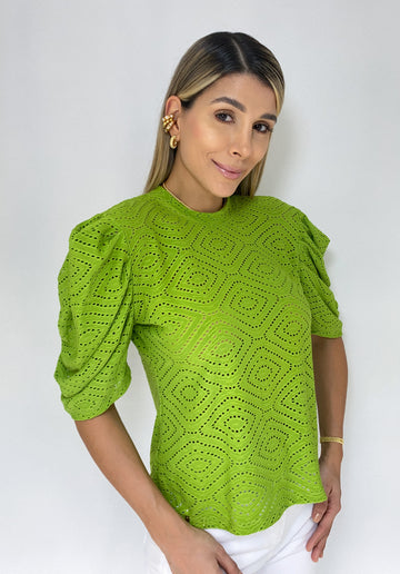 Blusa Manga Cort Bombacha Ojalillo