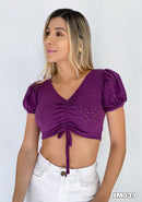 Blusa Corta Zurcida Centro Manga Corta