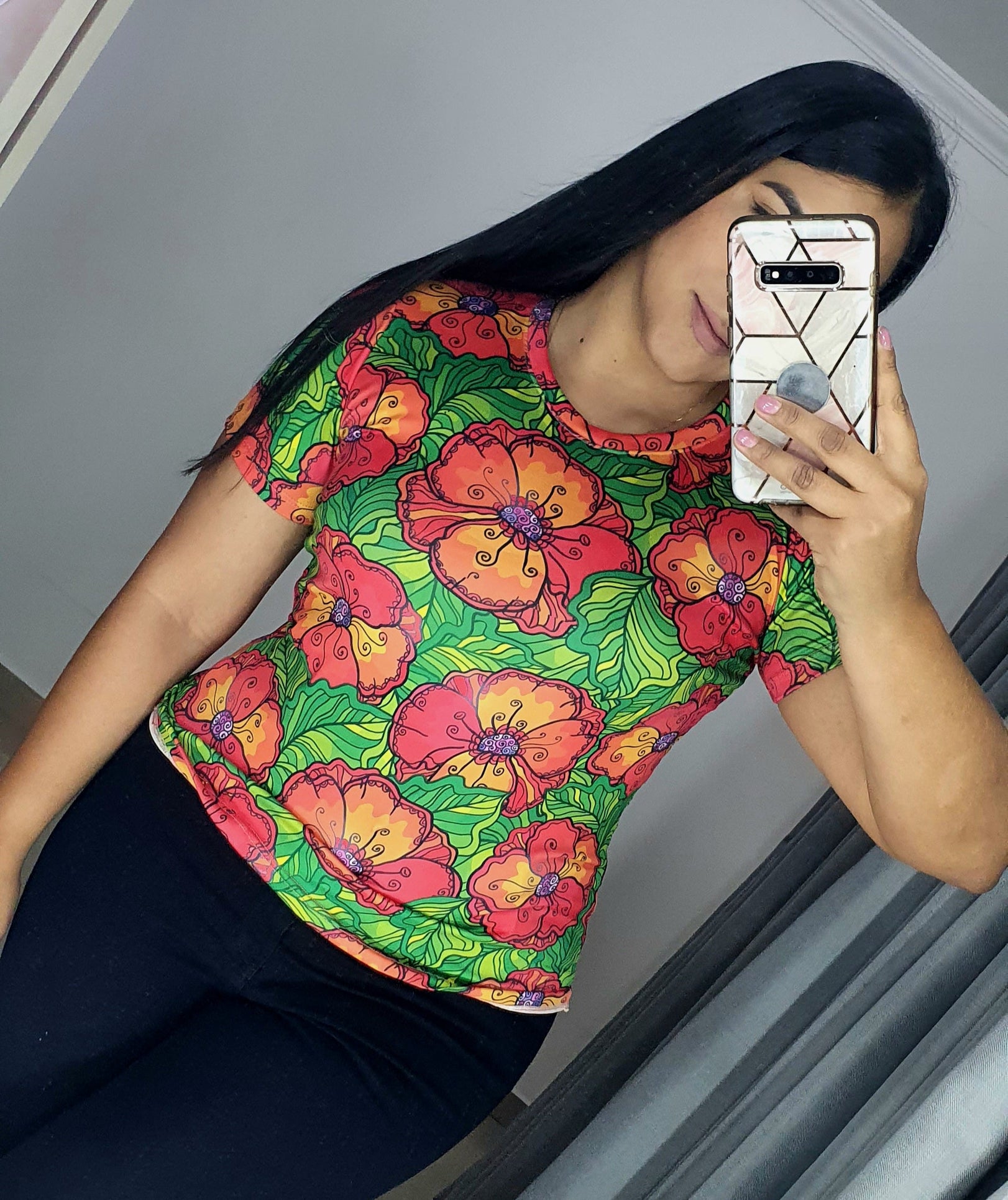 Blusa Manga Corta Estampada Tallas Plus