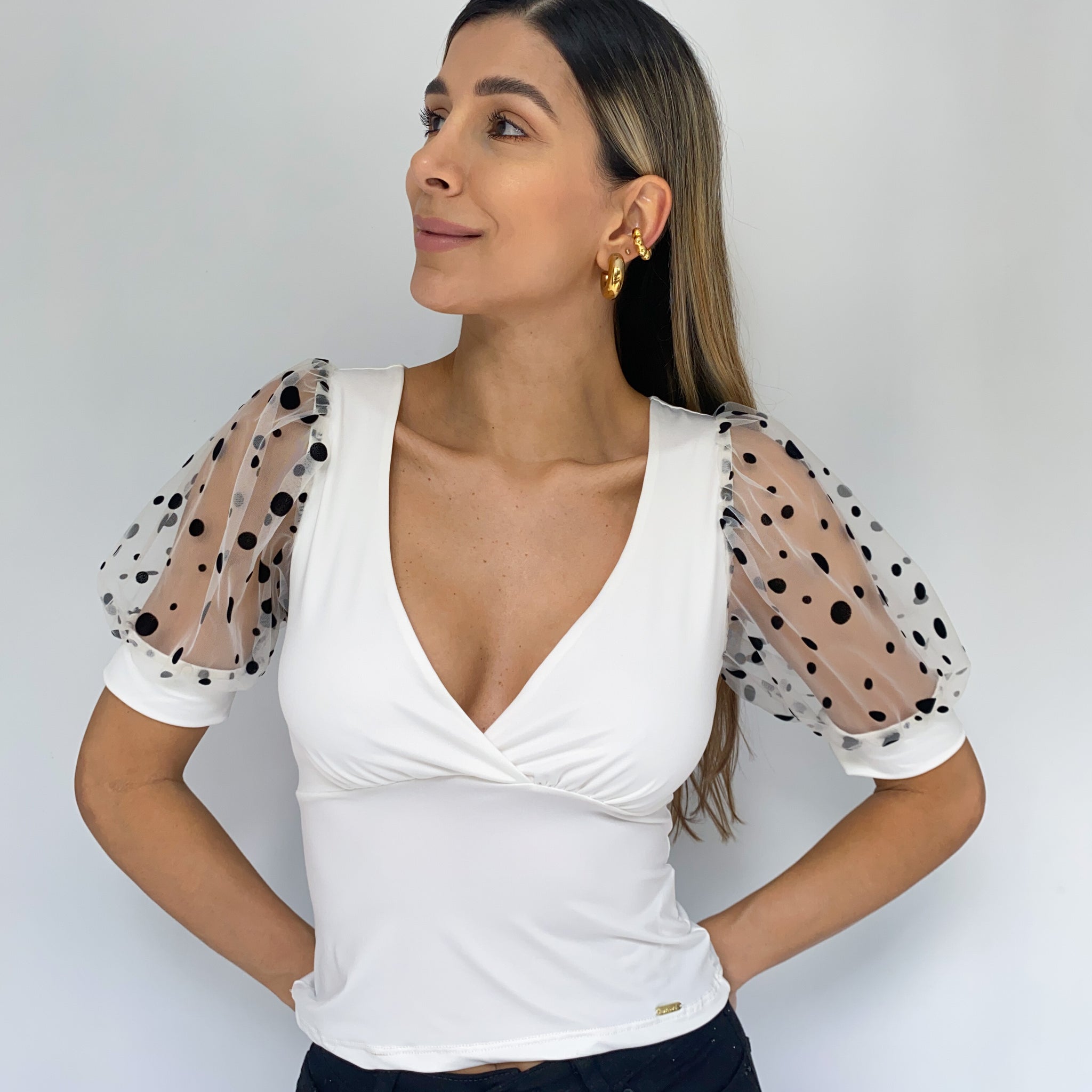 Blusa Manga Corta Tull Circulos