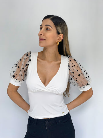 Blusa Manga Corta Tull Circulos