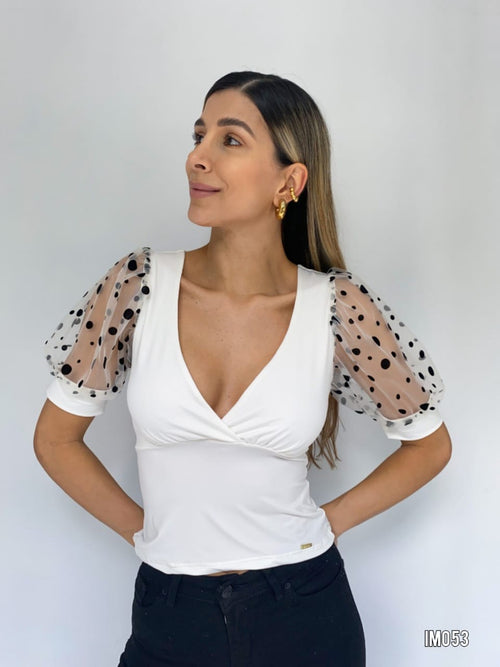 Blusa Manga Corta Tull Circulos