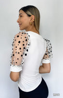Blusa Manga Corta Tull Circulos