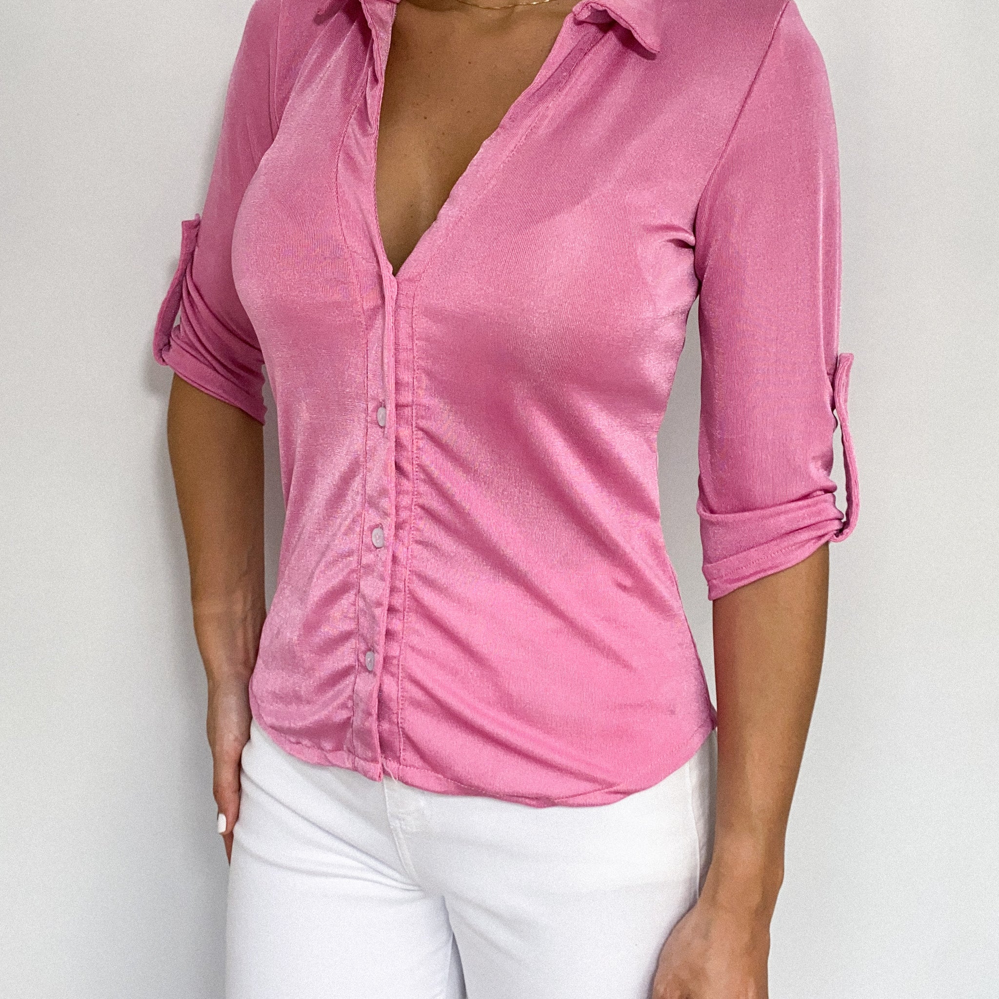 Blusa Manga Larga Cuello Botones