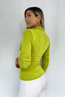 Blusa Escote Cruzado Bolsillo Derecho