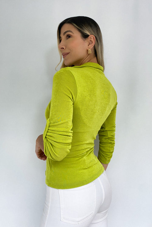 Blusa Escote Cruzado Bolsillo Derecho