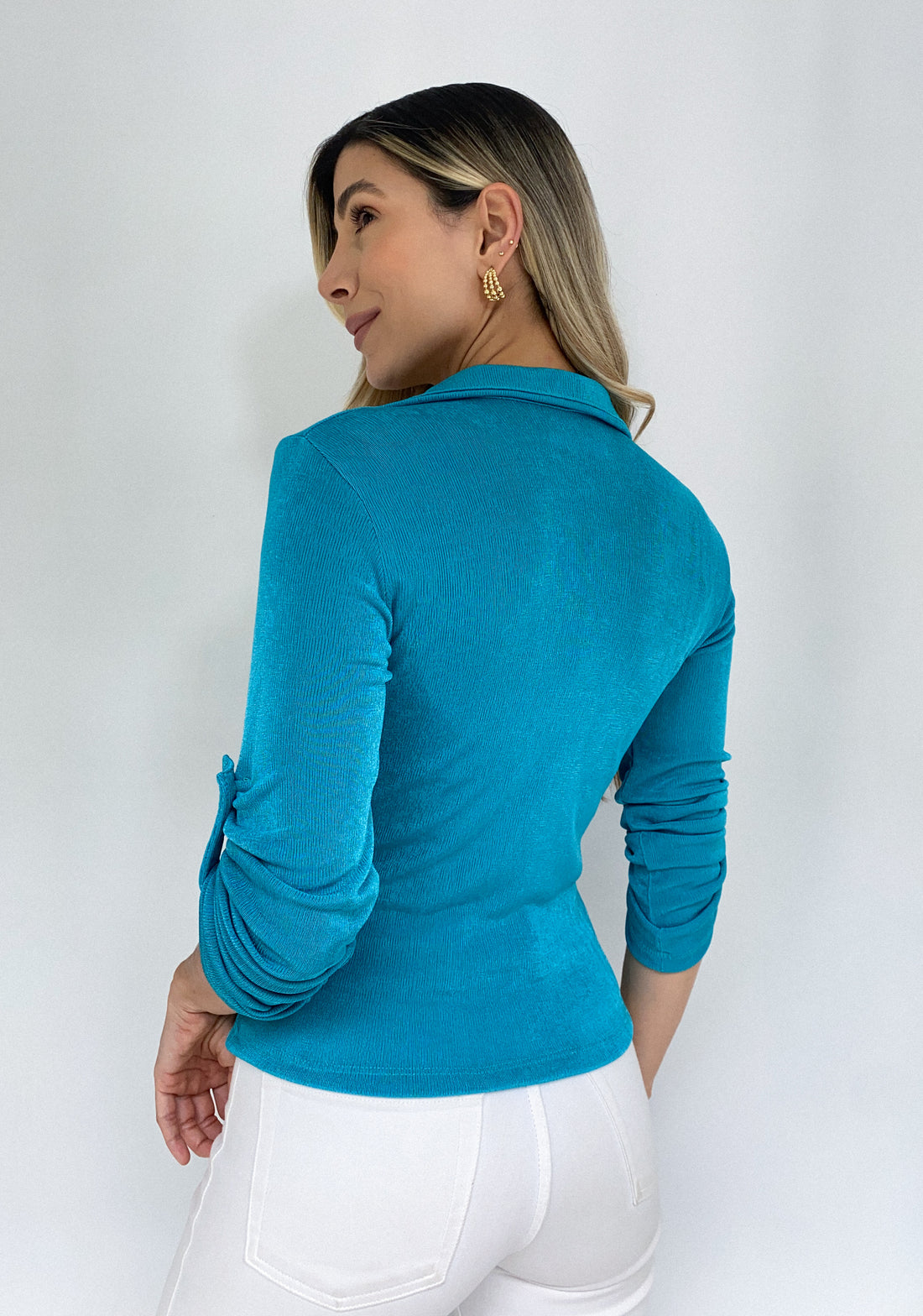 Blusa Escote Cruzado Bolsillo Derecho