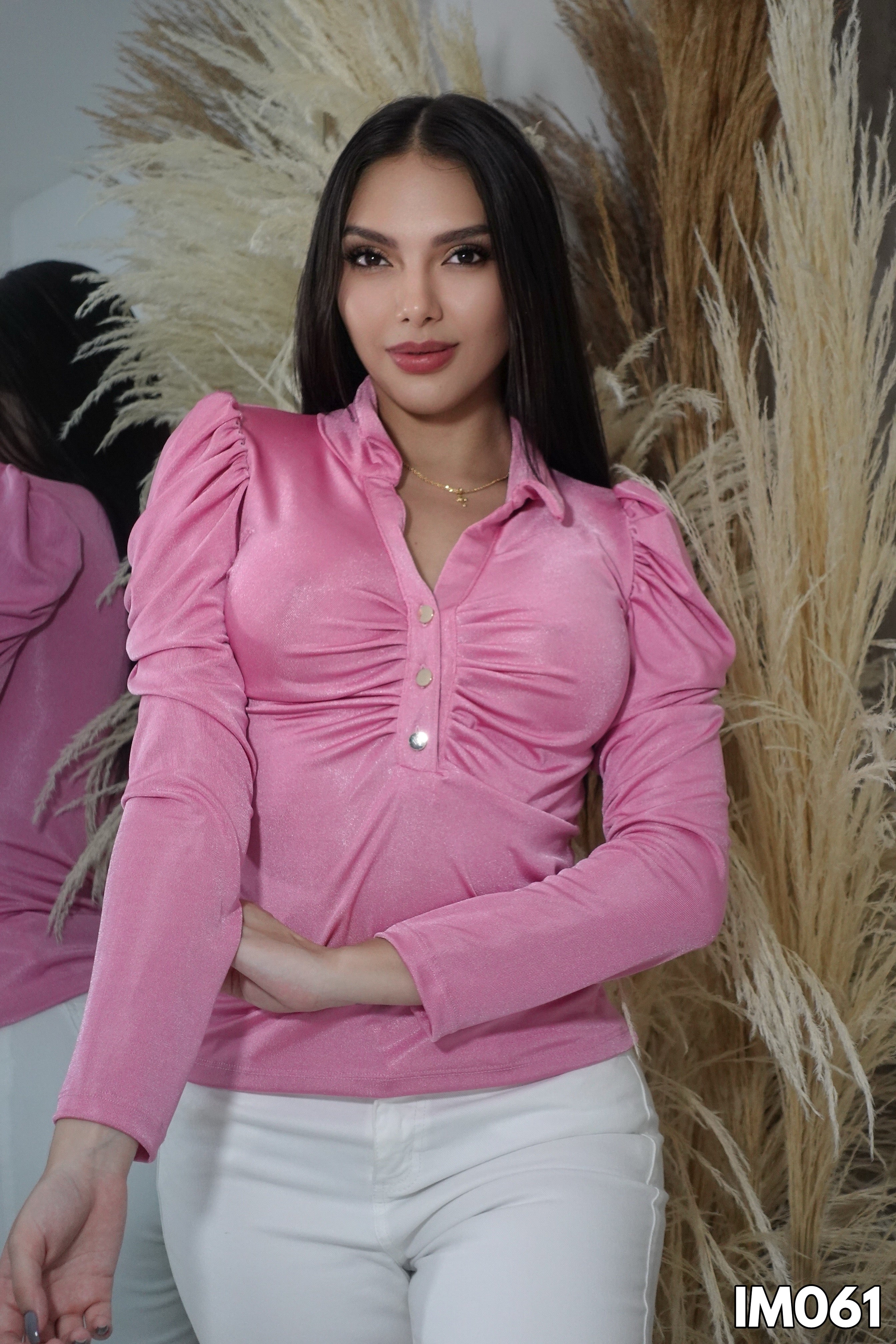 Blusa Manga Larga Cuello Botone Runche