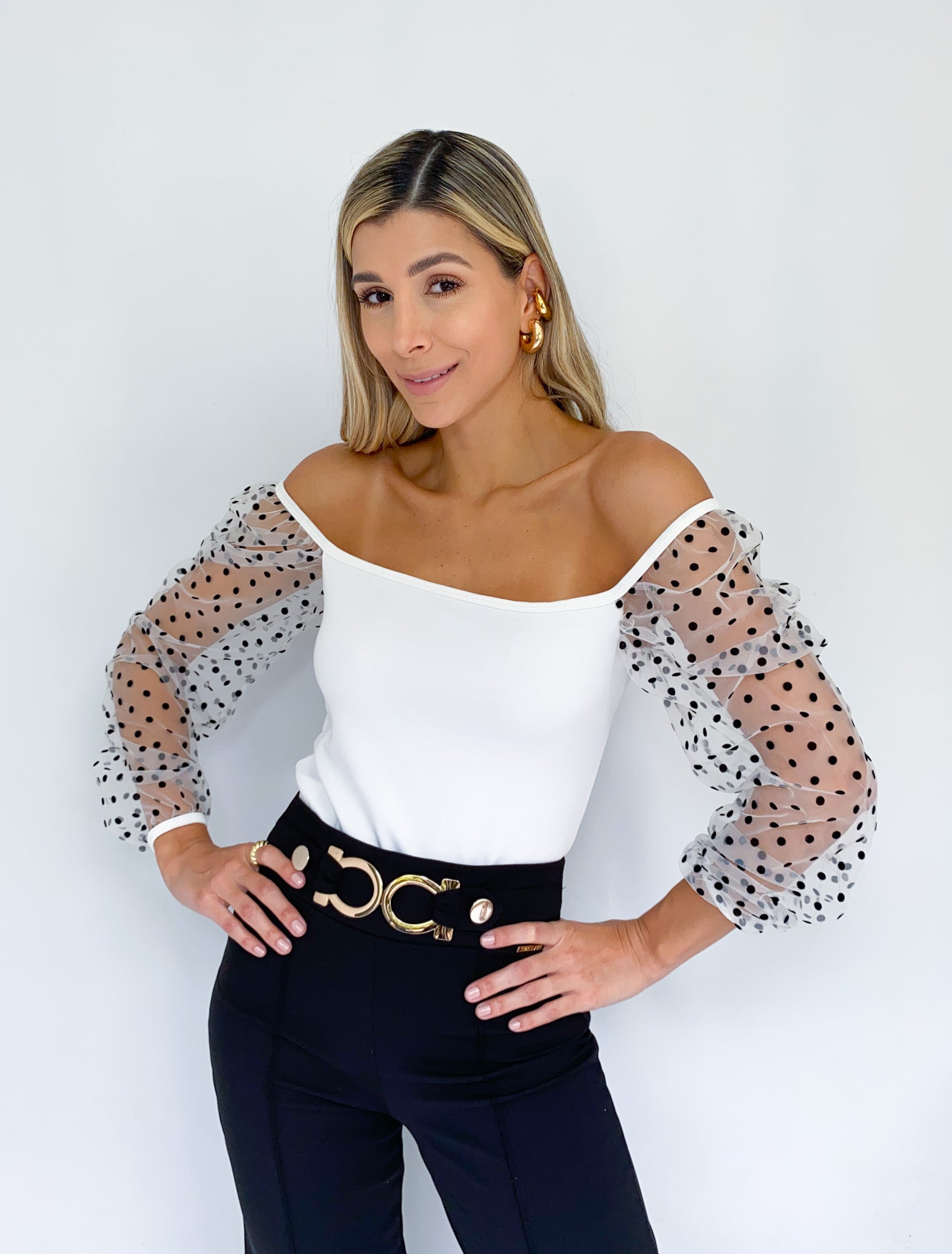 Blusa manga mallatex con pepas