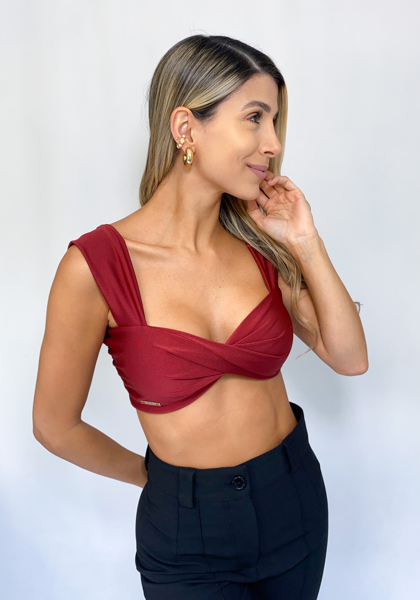 Crop top cruzado tiras anchas