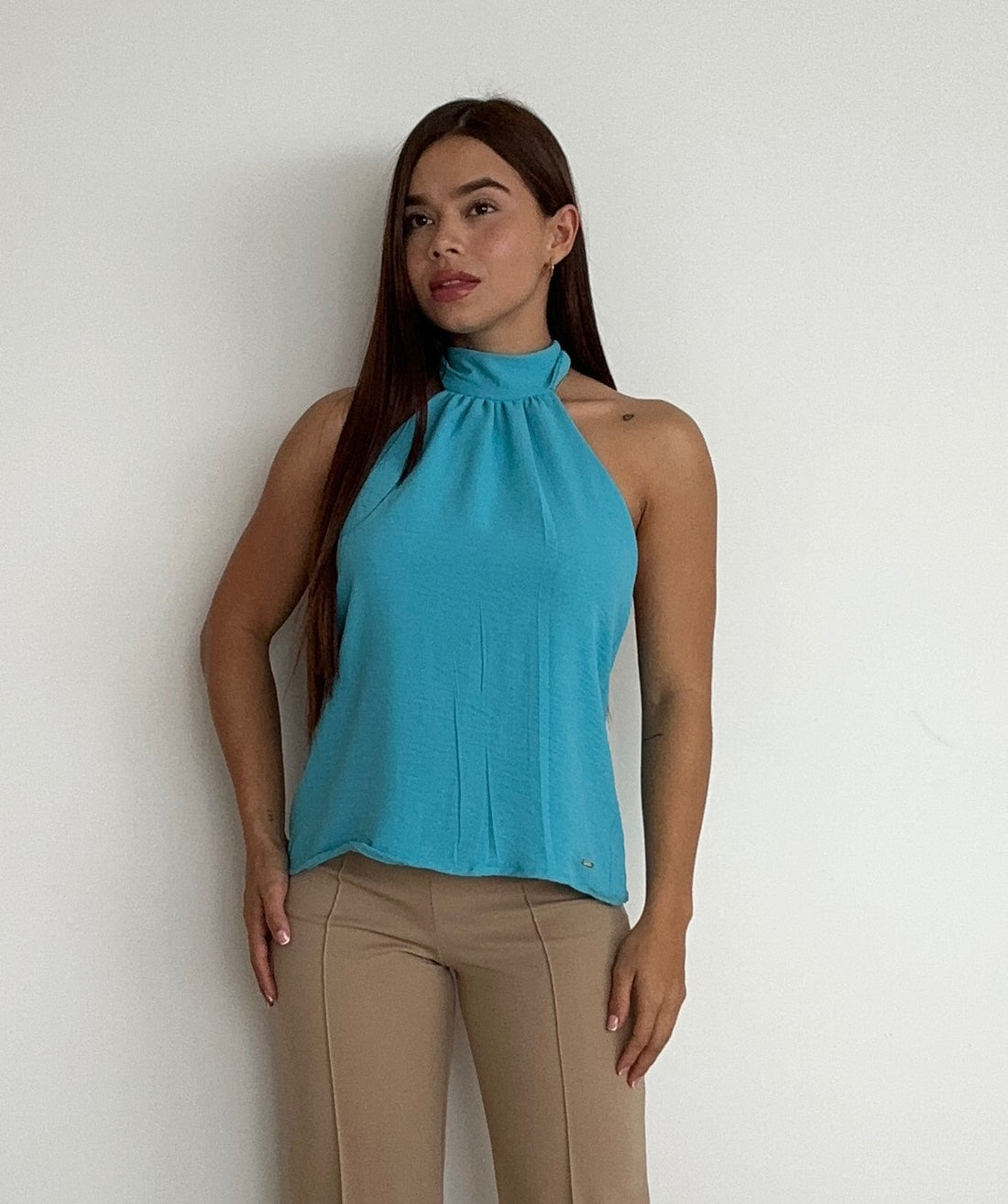 Blusa manga sisa cuello alto