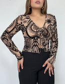 Blusa Manga Larga Estilo Chaleco Amarrar