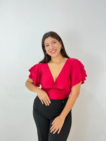 Blusa manga corta bolero nudo centro