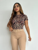 Blusa manga corta estampada