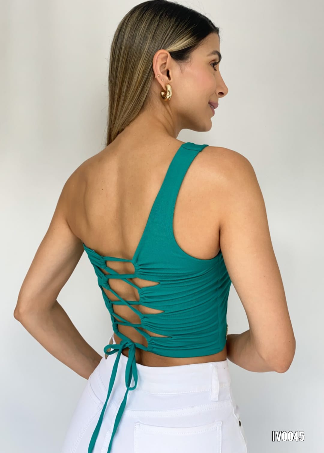 Blusa Asimetrica Tiras Cruzadas Espalda