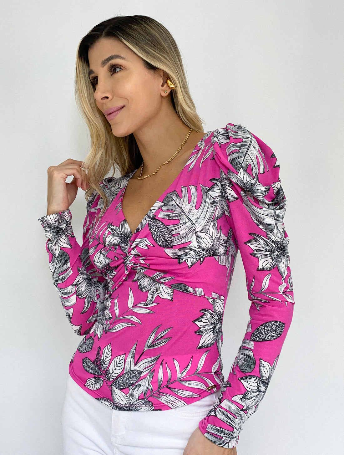 Blusa Manga Larga Nudo En El Centro