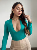 Body Manga Larga Cuello V