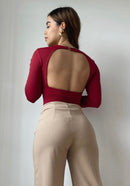 Body Manga Larga Cuello V