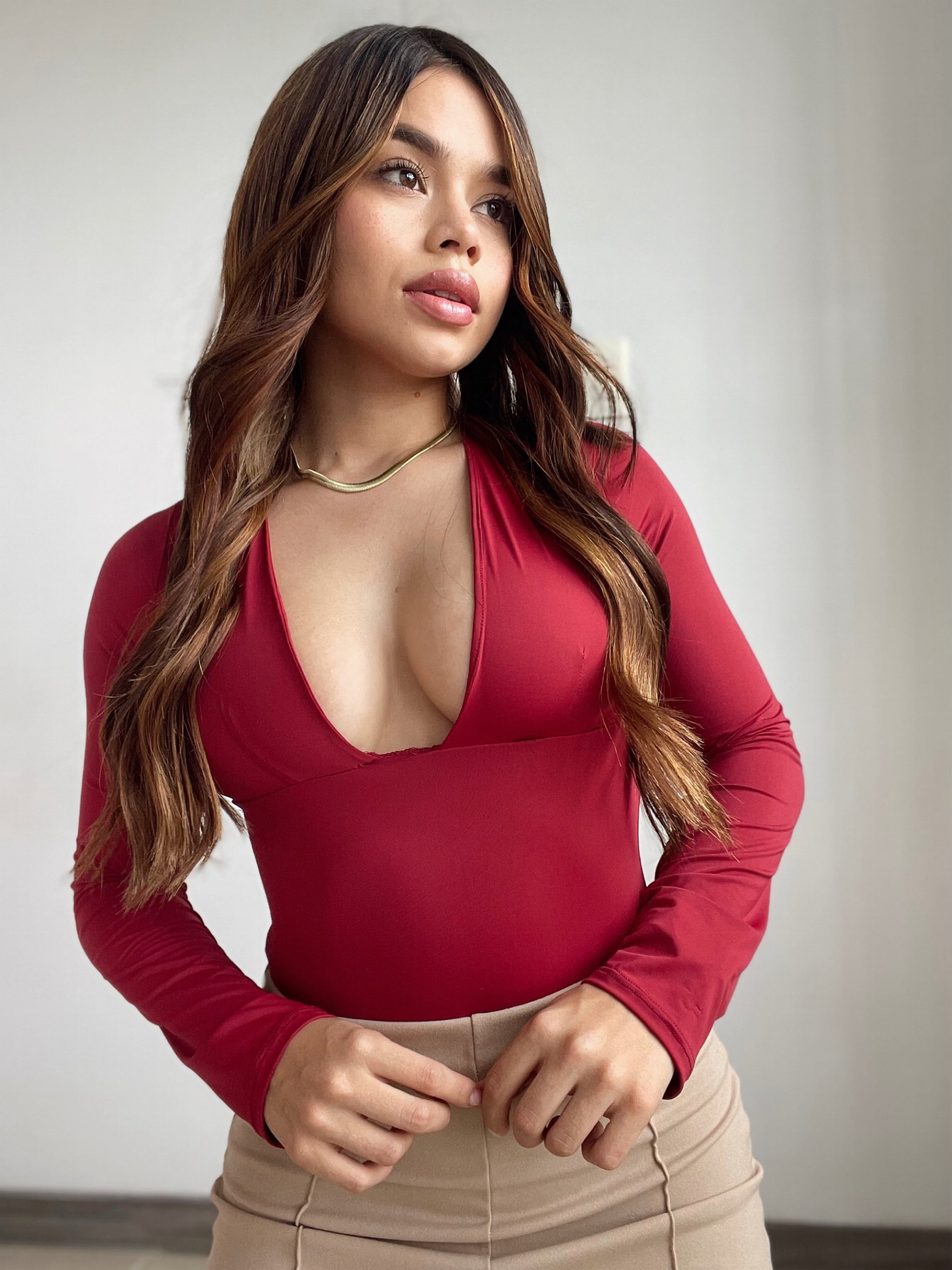 Body Manga Larga Cuello V